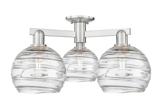 Athens Deco Swirl - 3 Light - 26 inch - Brushed Satin Nickel - Semi-Flush Mount (3442|716-3F-SN-G1213-8CL)