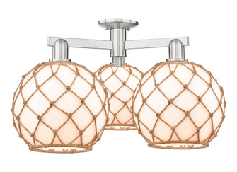 Farmhouse Rope - 3 Light - 28 inch - Brushed Satin Nickel - Semi-Flush Mount (3442|716-3F-SN-G121-10RB)