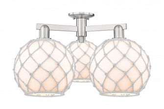 Farmhouse Rope - 3 Light - 28 inch - Brushed Satin Nickel - Semi-Flush Mount (3442|716-3F-SN-G121-10RW)