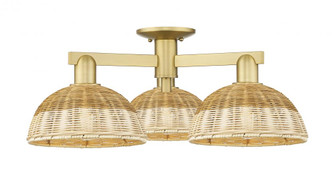 Bristol Natural II - 3 Light - 27 inch - Satin Gold - Semi-Flush Mount (3442|716-3F-SG-NBD2-9-NAT)
