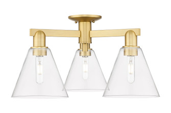 Berkshire Glass - 3 Light - 26 inch - Satin Gold - Semi-Flush Mount (3442|716-3F-SG-GBC-82)