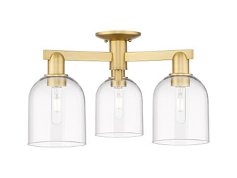 Bella - 3 Light - 23 inch - Satin Gold - Semi-Flush Mount (3442|716-3F-SG-G558-6CL)