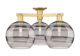 Rochester - 3 Light - 28 inch - Satin Gold - Semi-Flush Mount (3442|716-3F-SG-G556-10SM)