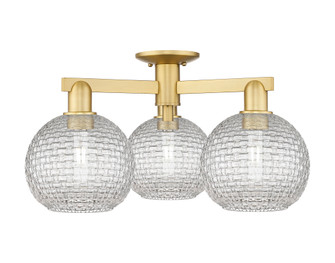 Athens - 3 Light - 26 inch - Satin Gold - Semi-Flush Mount (3442|716-3F-SG-G122C-8CL)