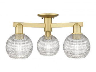 Athens - 3 Light - 23 inch - Satin Gold - Semi-Flush Mount (3442|716-3F-SG-G122C-6CL)
