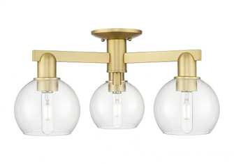 Athens - 3 Light - 23 inch - Satin Gold - Semi-Flush Mount (3442|716-3F-SG-G122-6)