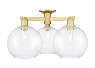 Athens - 3 Light - 28 inch - Satin Gold - Semi-Flush Mount (3442|716-3F-SG-G122-10)