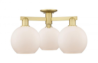 Athens - 3 Light - 26 inch - Satin Gold - Semi-Flush Mount (3442|716-3F-SG-G121-8)