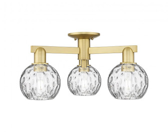 Athens Water Glass - 3 Light - 24 inch - Satin Gold - Semi-Flush Mount (3442|716-3F-SG-G1215-6)