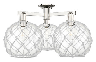 Farmhouse Rope - 3 Light - 28 inch - Polished Nickel - Semi-Flush Mount (3442|716-3F-PN-G122-10RW)