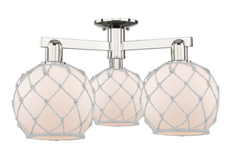 Farmhouse Rope - 3 Light - 26 inch - Polished Nickel - Semi-Flush Mount (3442|716-3F-PN-G121-8RW)