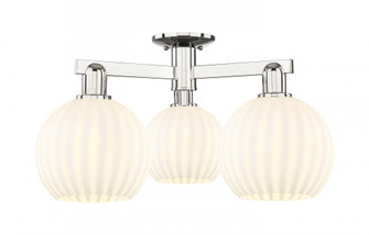 White Venetian - 3 Light - 26 inch - Polished Nickel - Semi-Flush Mount (3442|716-3F-PN-G1217-8WV)