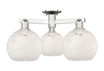 White Mouchette - 3 Light - 26 inch - Polished Nickel - Semi-Flush Mount (3442|716-3F-PN-G1216-8WM)