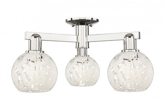 White Mouchette - 3 Light - 24 inch - Polished Nickel - Semi-Flush Mount (3442|716-3F-PN-G1216-6WM)