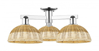 Bristol Natural II - 3 Light - 27 inch - Polished Chrome - Semi-Flush Mount (3442|716-3F-PC-NBD2-9-NAT)