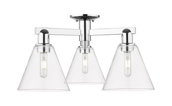 Berkshire Glass - 3 Light - 26 inch - Polished Chrome - Semi-Flush Mount (3442|716-3F-PC-GBC-82)