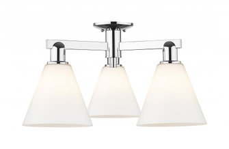 Berkshire Glass - 3 Light - 26 inch - Polished Chrome - Semi-Flush Mount (3442|716-3F-PC-GBC-81)