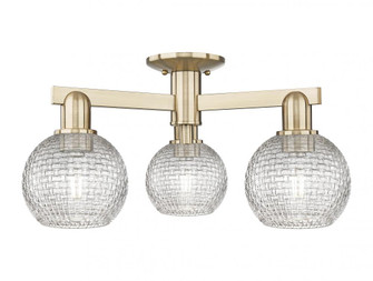 Athens - 3 Light - 23 inch - Champagne Bronze - Semi-Flush Mount (3442|716-3F-CB-G122C-6CL)