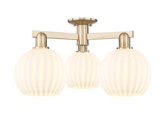 White Venetian - 3 Light - 26 inch - Champagne Bronze - Semi-Flush Mount (3442|716-3F-CB-G1217-8WV)