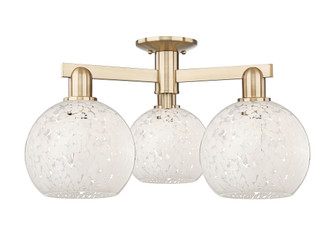 White Mouchette - 3 Light - 26 inch - Champagne Bronze - Semi-Flush Mount (3442|716-3F-CB-G1216-8WM)