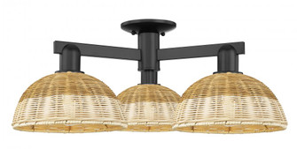 Bristol Natural II - 3 Light - 27 inch - Matte Black - Semi-Flush Mount (3442|716-3F-BK-NBD2-9-NAT)