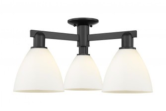 Bristol - 3 Light - 25 inch - Matte Black - Semi-Flush Mount (3442|716-3F-BK-GBD-751)