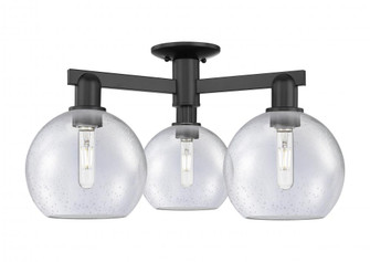 Athens - 3 Light - 26 inch - Matte Black - Semi-Flush Mount (3442|716-3F-BK-G124-8)