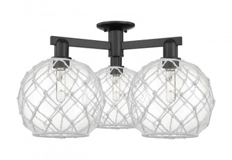 Farmhouse Rope - 3 Light - 28 inch - Matte Black - Semi-Flush Mount (3442|716-3F-BK-G122-10RW)
