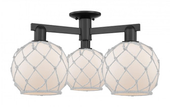 Farmhouse Rope - 3 Light - 26 inch - Matte Black - Semi-Flush Mount (3442|716-3F-BK-G121-8RW)