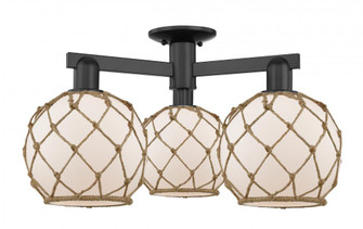 Farmhouse Rope - 3 Light - 26 inch - Matte Black - Semi-Flush Mount (3442|716-3F-BK-G121-8RB)