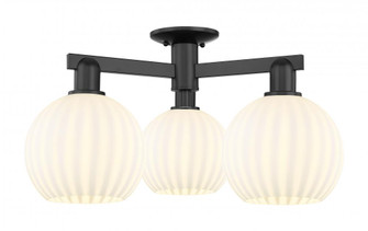 White Venetian - 3 Light - 26 inch - Matte Black - Semi-Flush Mount (3442|716-3F-BK-G1217-8WV)