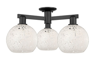 White Mouchette - 3 Light - 26 inch - Matte Black - Semi-Flush Mount (3442|716-3F-BK-G1216-8WM)