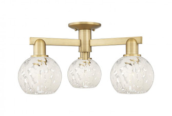 White Mouchette - 3 Light - 24 inch - Matte Black - Semi-Flush Mount (3442|716-3F-BK-G1216-6WM)
