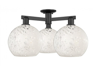 White Mouchette - 3 Light - 28 inch - Matte Black - Semi-Flush Mount (3442|716-3F-BK-G1216-10WM)