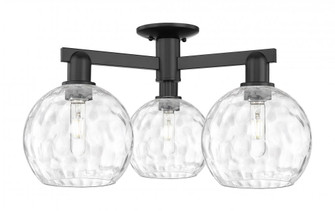 Athens Water Glass - 3 Light - 26 inch - Matte Black - Semi-Flush Mount (3442|716-3F-BK-G1215-8)