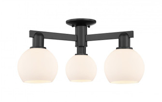 Athens - 3 Light - 23 inch - Matte Black - Semi-Flush Mount (3442|716-3F-BK-G121-6)