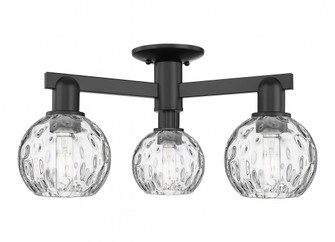 Athens Water Glass - 3 Light - 24 inch - Matte Black - Semi-Flush Mount (3442|716-3F-BK-G1215-6)
