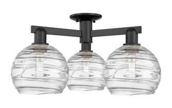 Athens Deco Swirl - 3 Light - 26 inch - Matte Black - Semi-Flush Mount (3442|716-3F-BK-G1213-8CL)