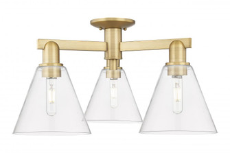 Berkshire Glass - 3 Light - 26 inch - Brushed Brass - Semi-Flush Mount (3442|716-3F-BB-GBC-82)