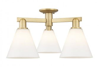 Berkshire Glass - 3 Light - 26 inch - Brushed Brass - Semi-Flush Mount (3442|716-3F-BB-GBC-81)