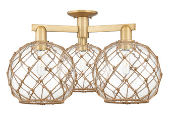 Farmhouse Rope - 3 Light - 28 inch - Brushed Brass - Semi-Flush Mount (3442|716-3F-BB-G122-10RB)