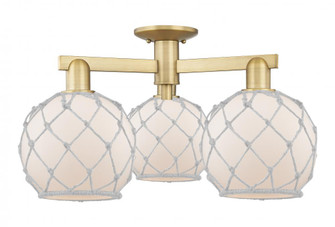 Farmhouse Rope - 3 Light - 26 inch - Brushed Brass - Semi-Flush Mount (3442|716-3F-BB-G121-8RW)