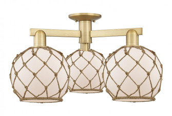 Farmhouse Rope - 3 Light - 26 inch - Brushed Brass - Semi-Flush Mount (3442|716-3F-BB-G121-8RB)