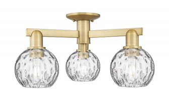 Athens Water Glass - 3 Light - 24 inch - Brushed Brass - Semi-Flush Mount (3442|716-3F-BB-G1215-6)