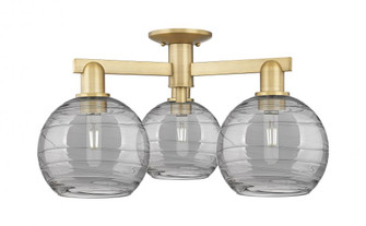 Athens Deco Swirl - 3 Light - 26 inch - Brushed Brass - Semi-Flush Mount (3442|716-3F-BB-G1213-8SM)