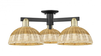 Bristol Natural II - 3 Light - 27 inch - Black Antique Brass - Semi-Flush Mount (3442|716-3F-BAB-NBD2-9-NAT)