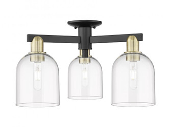 Bella - 3 Light - 23 inch - Black Antique Brass - Semi-Flush Mount (3442|716-3F-BAB-G558-6CL)