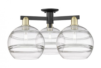 Rochester - 3 Light - 28 inch - Black Antique Brass - Semi-Flush Mount (3442|716-3F-BAB-G556-10CL)