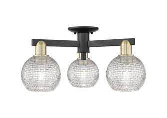 Athens - 3 Light - 23 inch - Black Antique Brass - Semi-Flush Mount (3442|716-3F-BAB-G122C-6CL)
