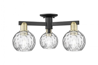 Athens Water Glass - 3 Light - 24 inch - Black Antique Brass - Semi-Flush Mount (3442|716-3F-BAB-G1215-6)